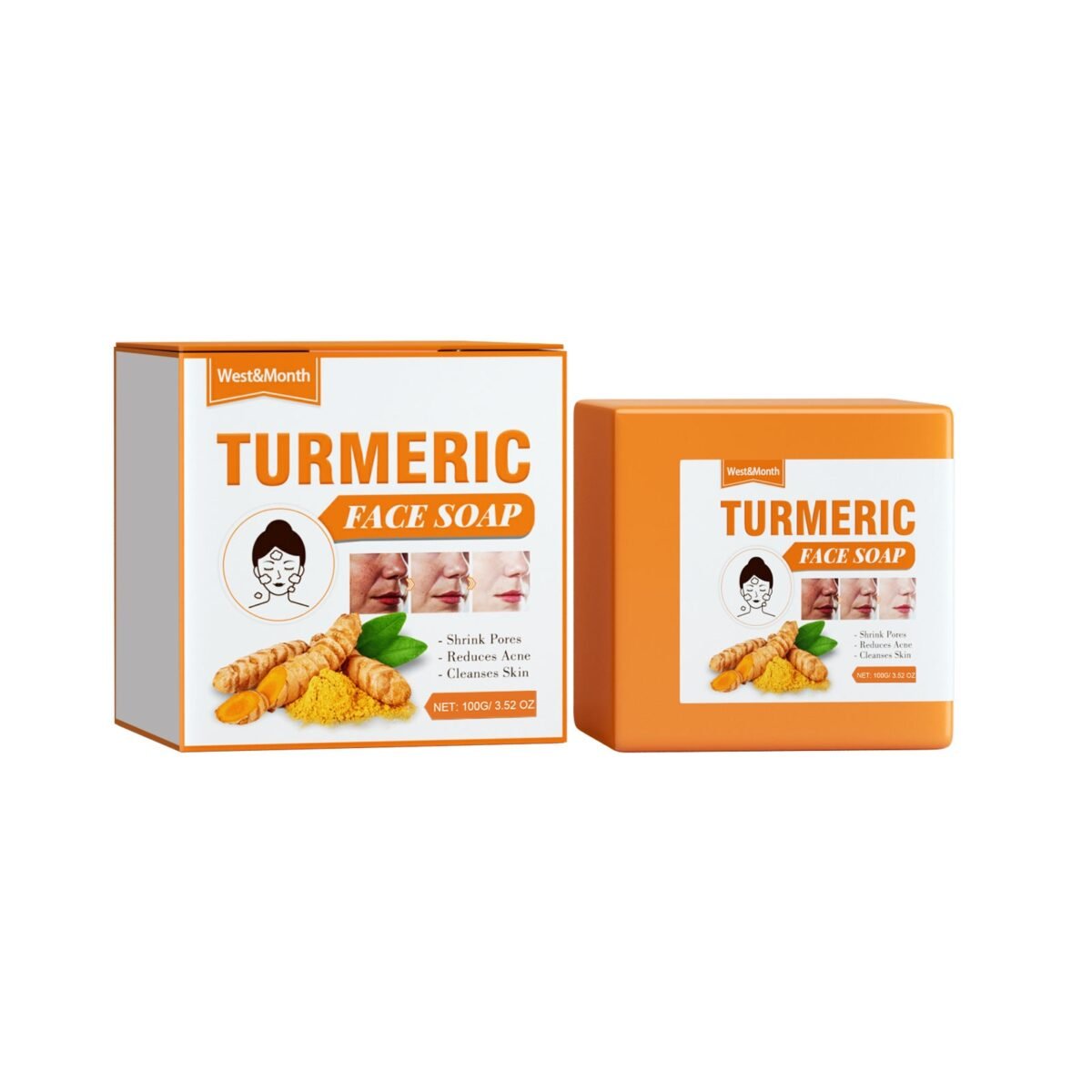 10c039db 8635 467c ab17 25c70b94d333 West&Month Turmeric Face Soap Facial Repair Gentle Cleansing Blemish Reducing Fine Lines Cleansing Soap