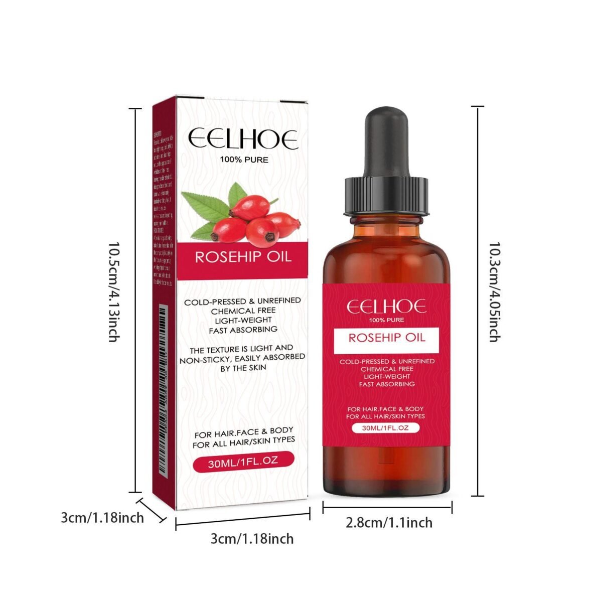 48ba209e 82e5 409f 8f86 6e6a3ceabe5a EELHOE Rosehip Facial Oil For Facial And Body Hydration, Nourishing Skin Care, Smooth Hair Care, And Massage Oil