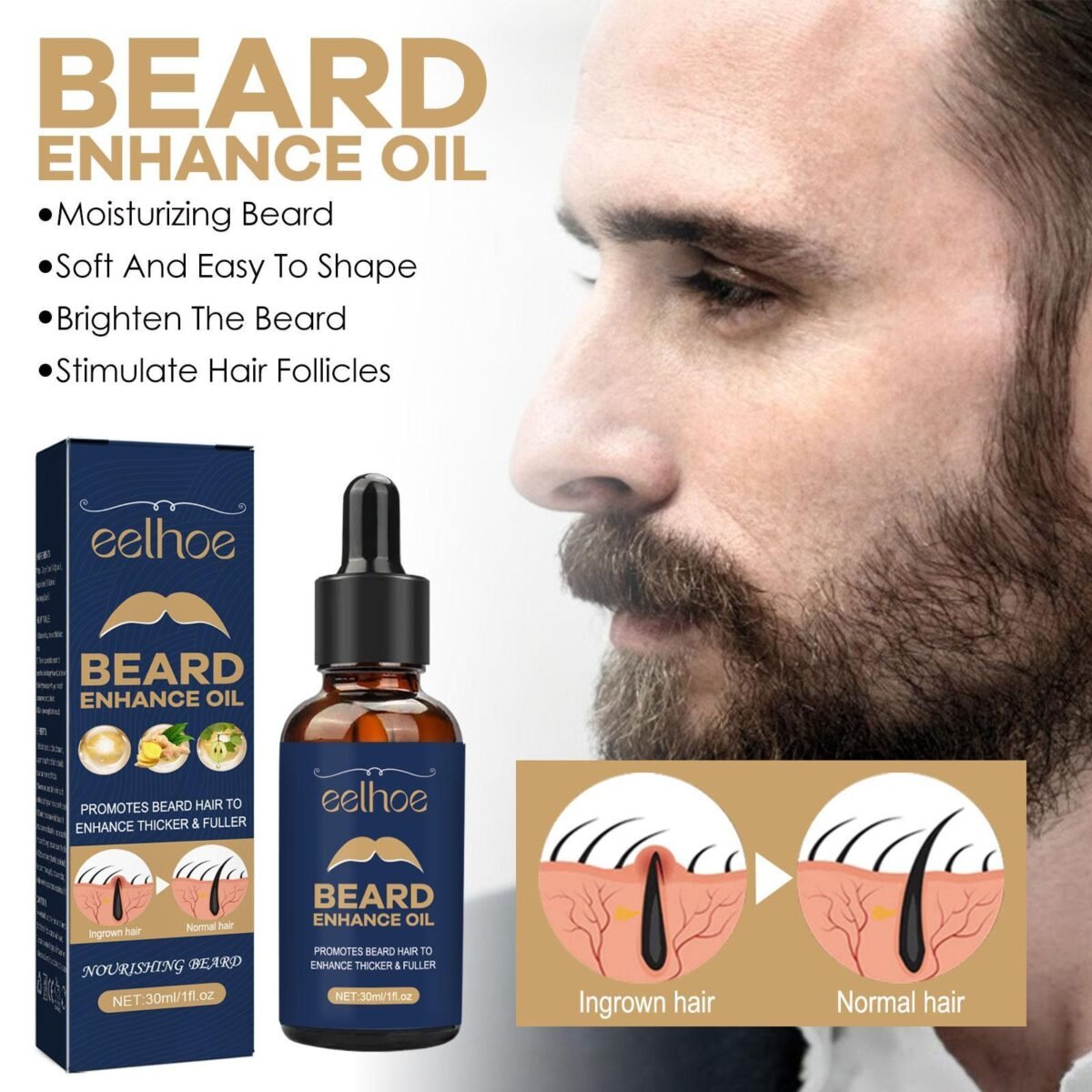 86b8aacb 060a 4571 b339 eda1eb7b94e1 EELHOE Beard Care Oil - Strengthen And Nourish Beard Roots Moisturising And Shine-Enhancing Beard Growth Serum For Men Hair Care Hydrating