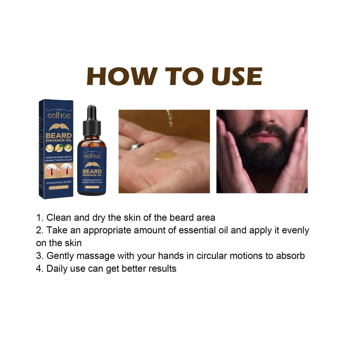 d3617d3a e8f5 4705 9323 6a74828a5521 EELHOE Beard Care Oil - Strengthen And Nourish Beard Roots Moisturising And Shine-Enhancing Beard Growth Serum For Men Hair Care Hydrating